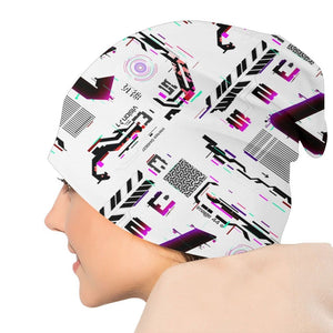 White Purple Techwear Beanie