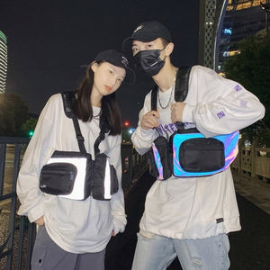 White Reflective Chest Bag | CYBER TECHWEAR®