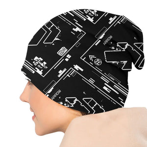 White Symbols Techwear Beanie | CYBER TECHWEAR®