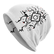 Schwarz-Weiße Techwear-Beanie
