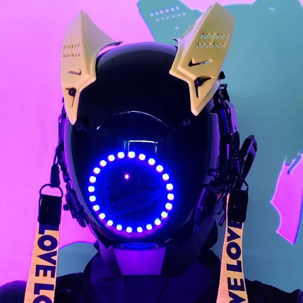 Yellow Cyberpunk Futuristic Helmet | CYBER TECHWEAR®