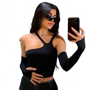 Schwarzes Crop Top