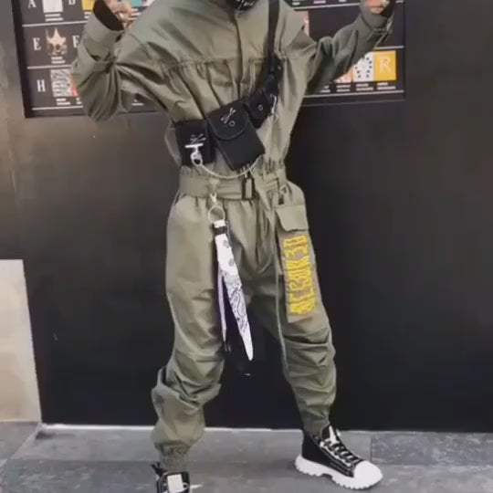 Embroidered Techwear Jumpsuit