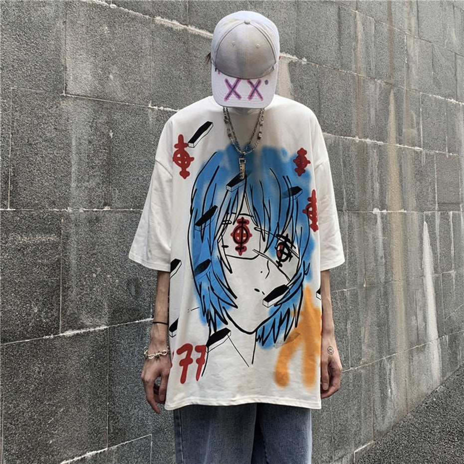 Harajuku Street Graffiti Star Tattoo T Shirt For Men Hip Hop Cool