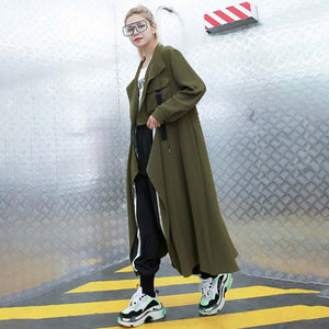 Green Trench Techwear Jacket