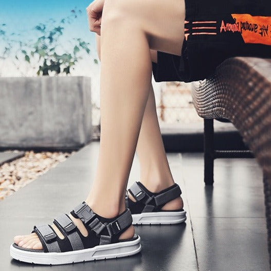 Grey Techwear Sandals Platform