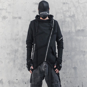Techwear Hoodie Diagonal Zip