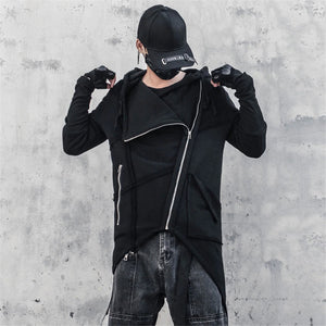 Techwear Hoodie Diagonal Zip