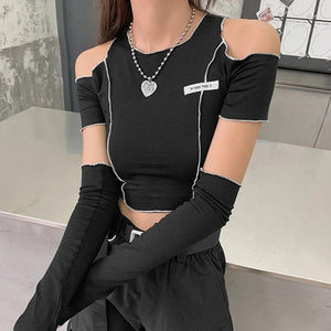 Black Techwear Crop Top