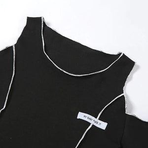 Black Techwear Crop Top