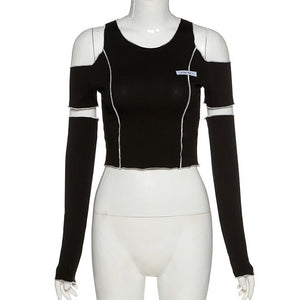 Black Techwear Crop Top