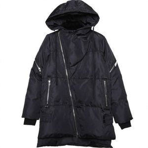 Irregular Zipper Padded Parka