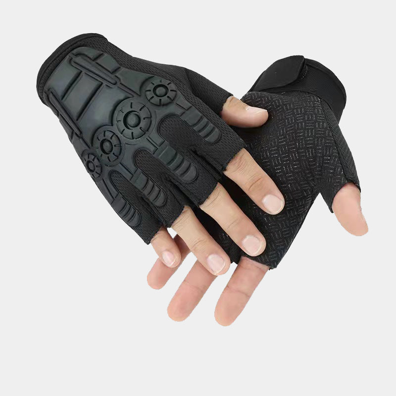 Fingerless military gloves leather