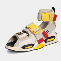 Sport Techwear Sandals - Beige techwear sandal isolated, front three-quarter view