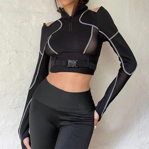 Grunge Techwear Crop Top